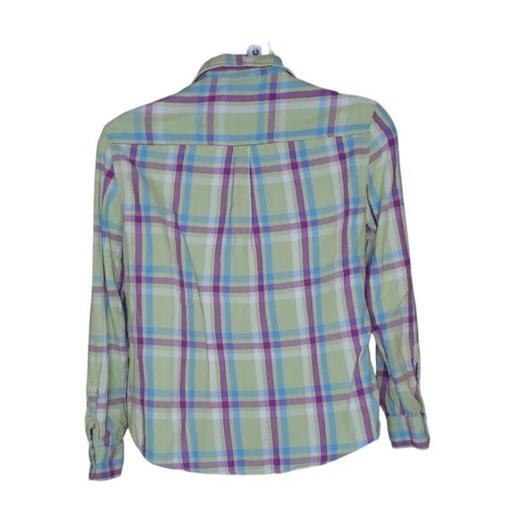 JACHS GF green plaid flannel split neck button up shirt XL - Picture 3 of 8